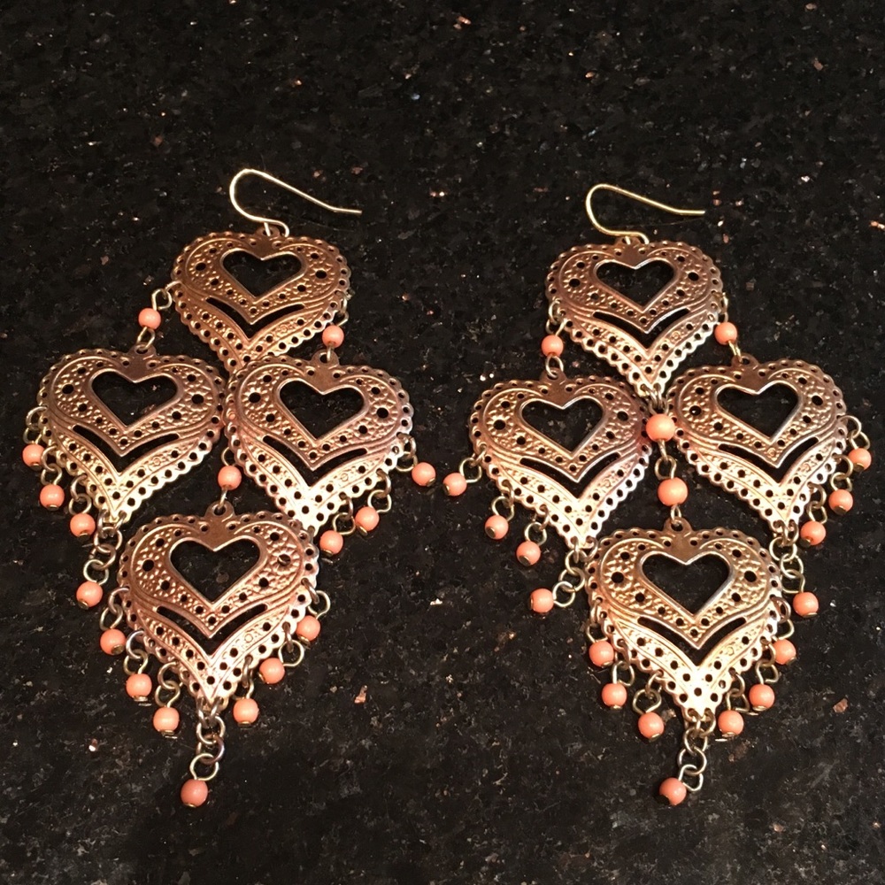 Heart Dangle Peach earrings